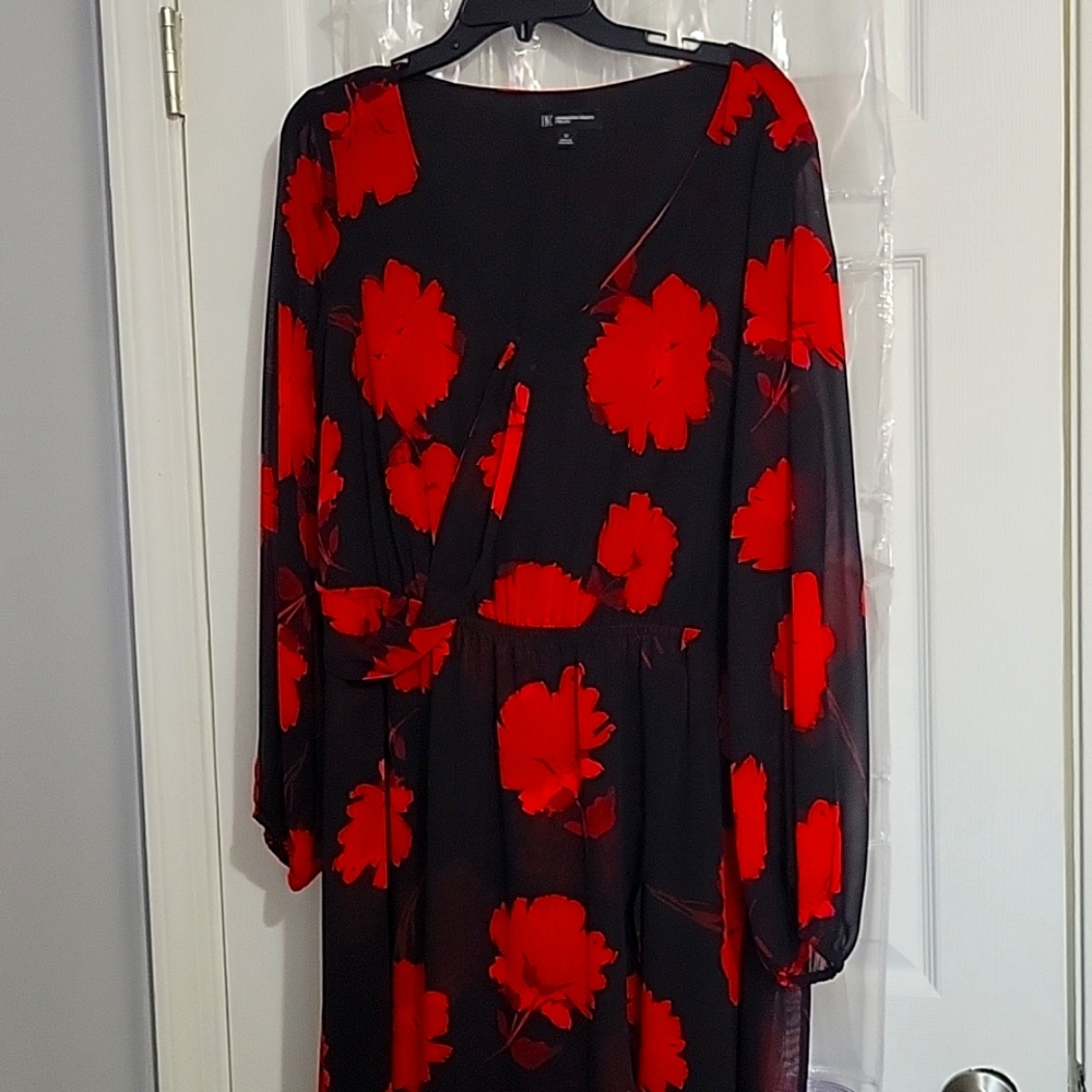 Beautiful long INC red and black dress
